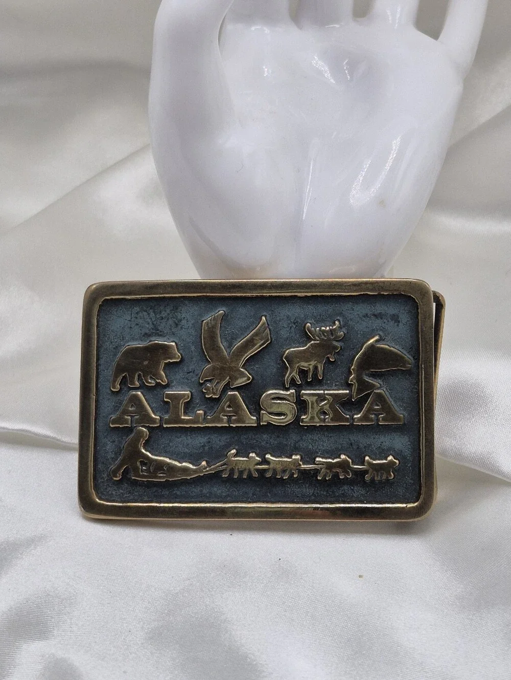 Alaska Brass Rectangular Belt Buckle - Vintage 1973 Ana Cortes Brassworks Ltd